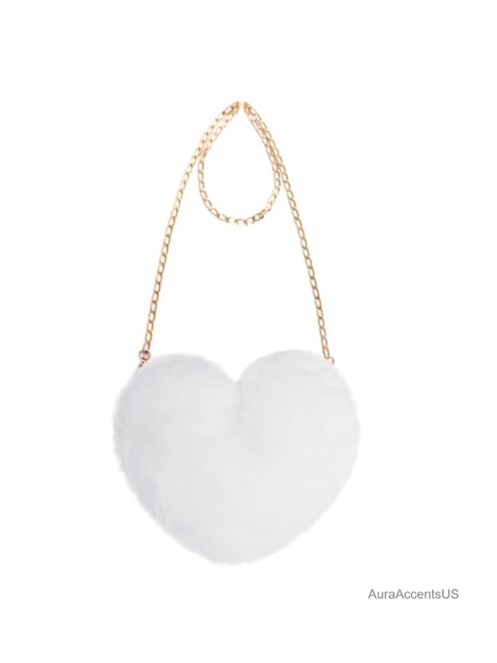 Heart Shaped Faux Fur Clutch Purse Fluffy Crossbody Shoulder Bag